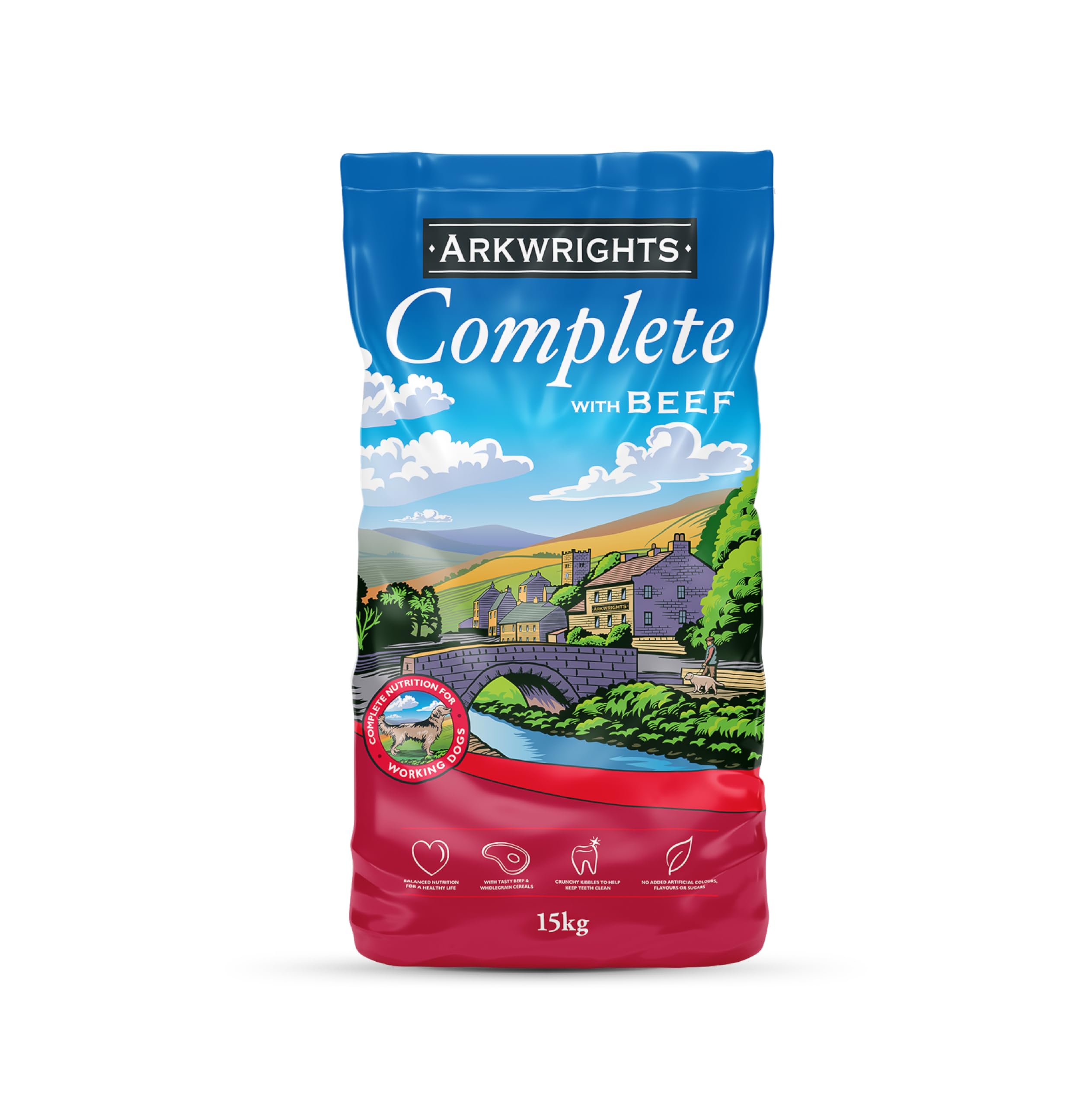 Arkwrights Complete with Beef Dry Dog Food 15kg - Complete Nutrition for Working and Sporting Adult Dogs - Healthy, Nutritious Dry Dog Biscuits