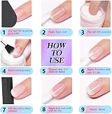 Wakaniya 8 Color Clear Pink Glitter Dip Powder Nail Set Starter Kit Base Top view 7
