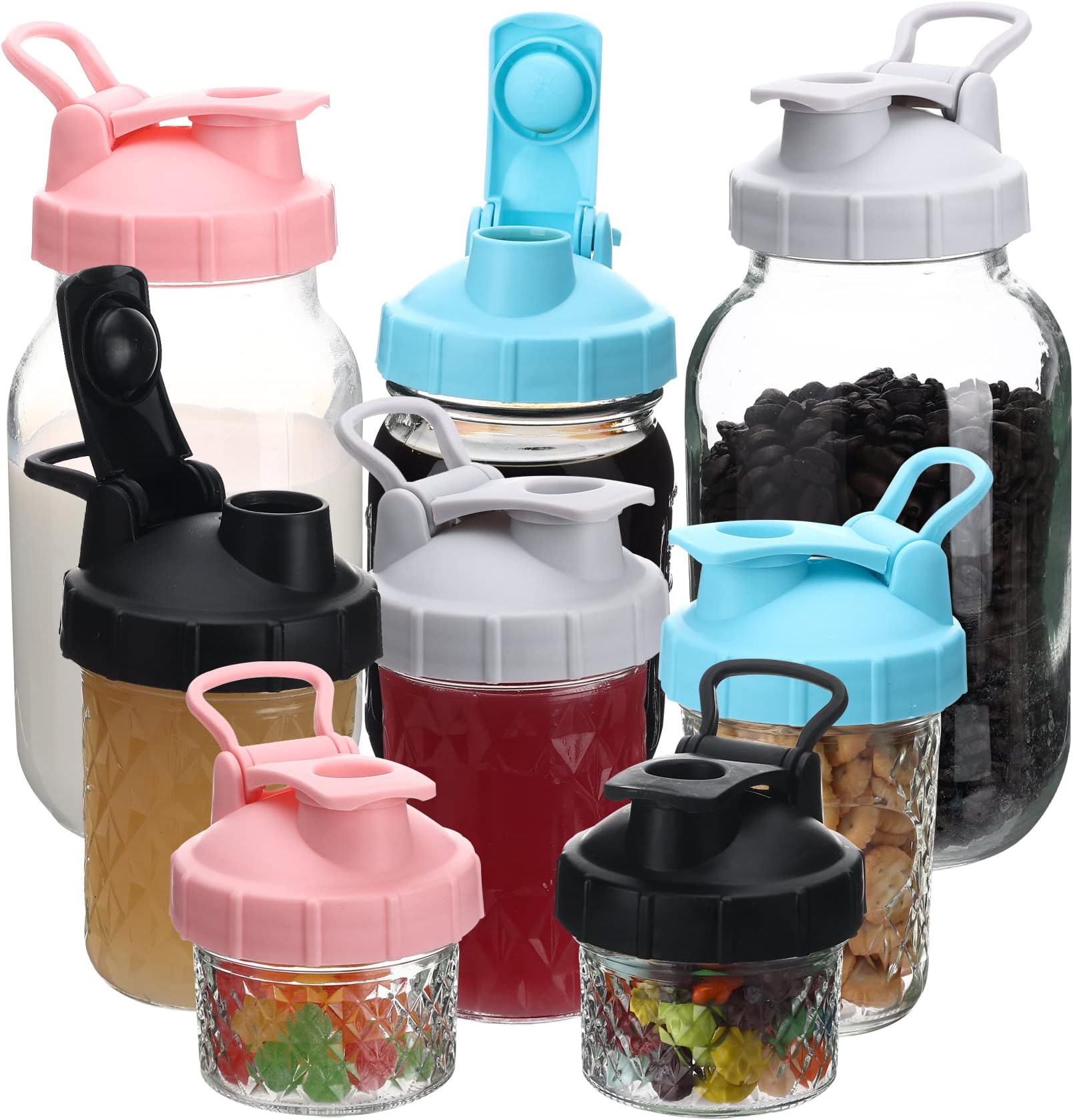 Mason Jar Pour Spout Lid, 8Pack Regular Mouth Mason Jar Plastic Lids