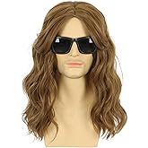 karlery California 80s Rocker Wig Men Women Long Curly Brown Halloween Costume Anime Wig