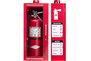 OVERDOSE KITS 10 lb Fire Extinguisher Cabinet Box – Wall Mount Metal Case with Alarm, Lock, and Acrylic Break-Glass Window – Fits 5 lb and 10 lb Extinguishers (Single Red Cabinet)