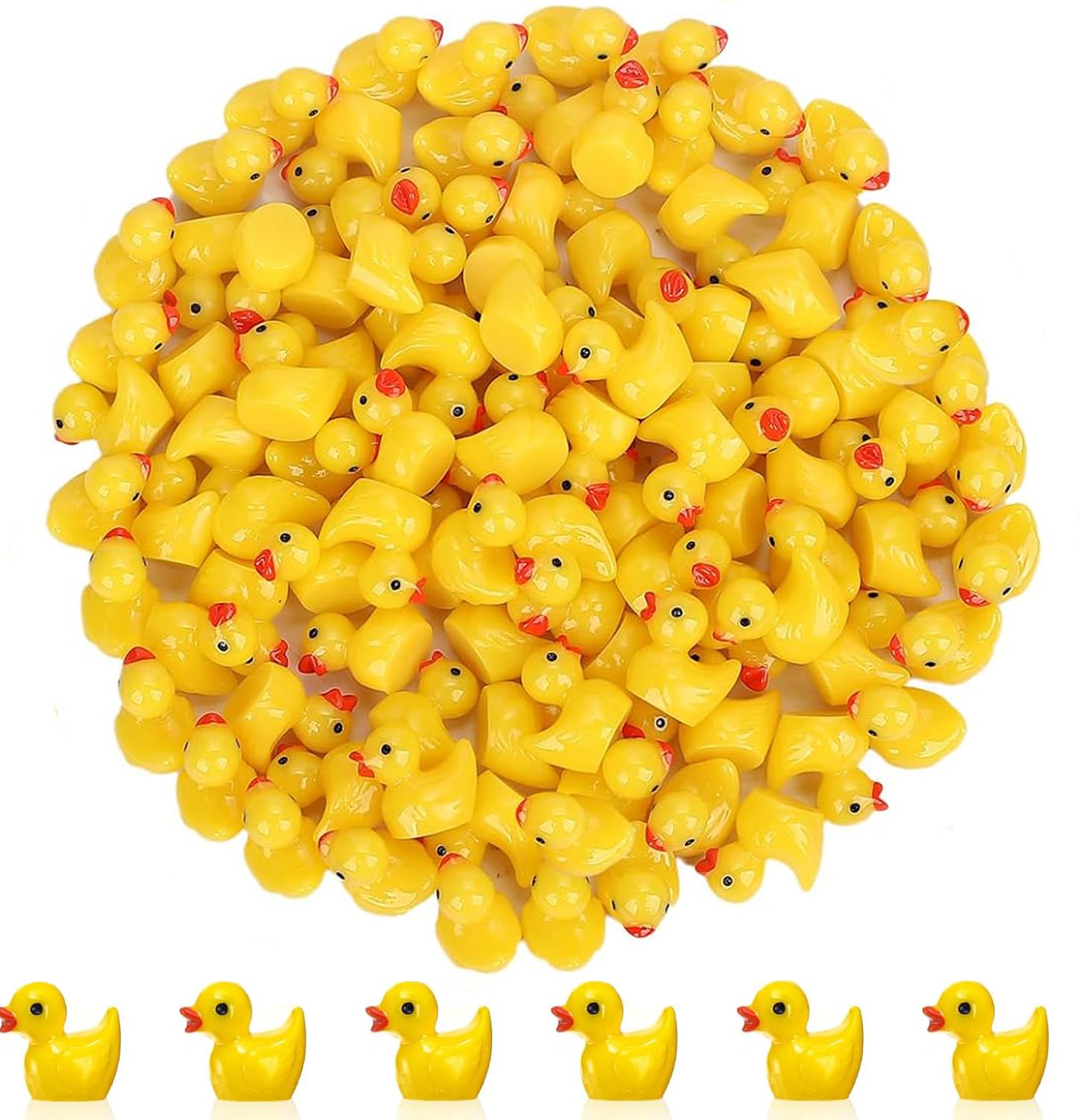 Voarge 100 Pcs Mini Resin Ducks Figurines Small Figures for Aquarium Garden Dollhouse