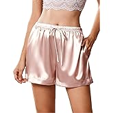 Ekouaer Womens Silk Satin Pajama Short 2026 Summer Casual Sleep Shorts Lounge Sleep Pj Short with Pockets Soft Lounge Shorts