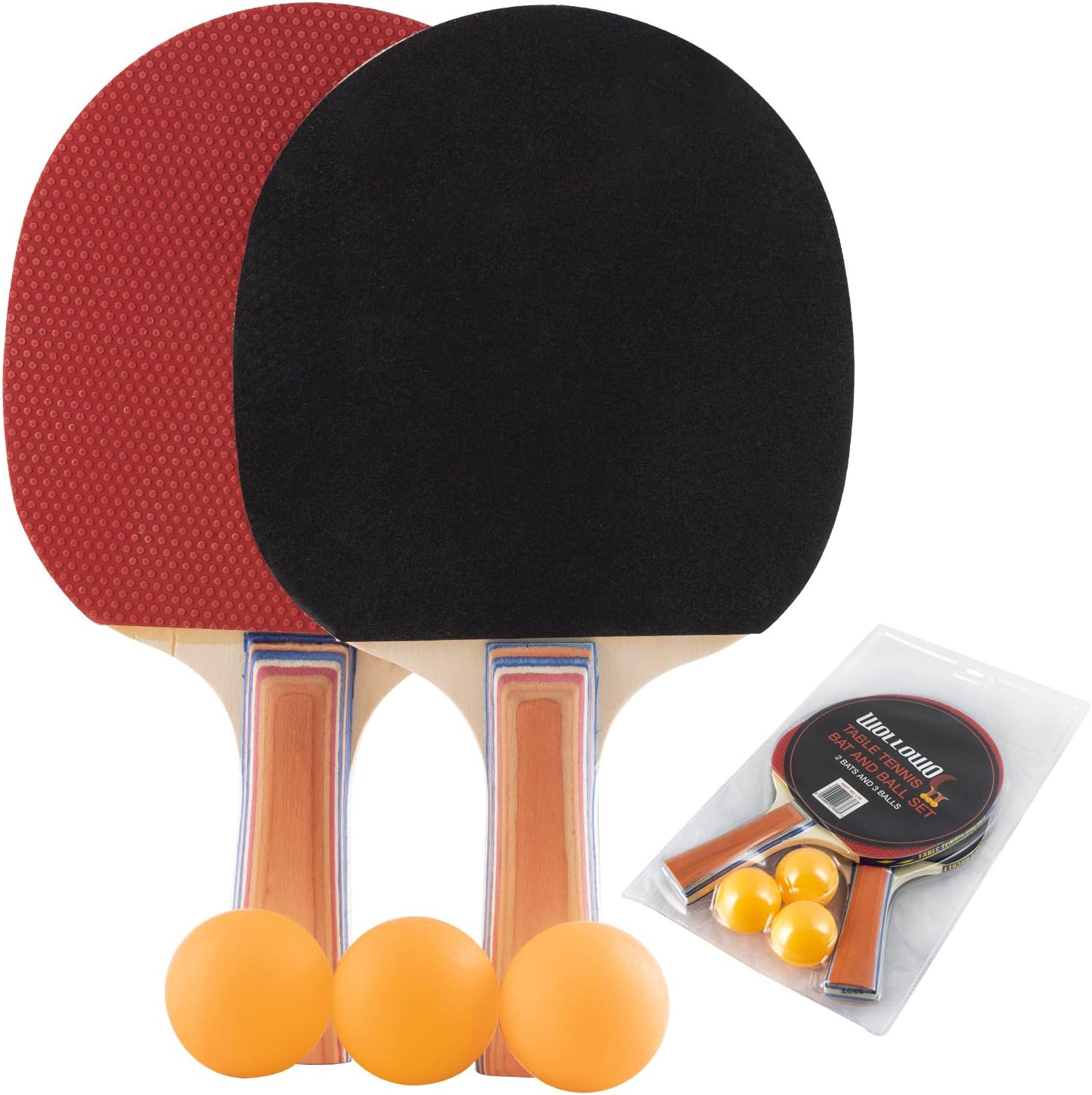 Wollowo Table Tennis/Ping Pong Bat & Ball 2 Player Paddle Set