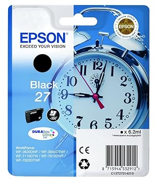 Epson Original T2701 Tintenpatrone Wecker, wisch- und wasserfeste Tinte (Singlepack) schwarz