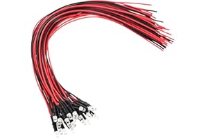 PATIKIL 3mm Yellow LED Diode Light, 20 Pcs 3V DC Pre Wired Mini LED Lights Bulb Light-Emitting Lamp for RC DIY Indicator Lighting, Yellow Light