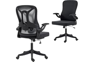 HOMCOM Ergonomic Office Chair, Swivel Desk Chair with Adjustable Lumbar Support and Height, Flip-up Armrests, Tilt Function, 