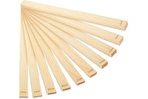 ECOMAID 10 Pcs Pottery Rolling Mud Stick Guide 5 Size Wooden Rolling Pin Set, 3mm 4mm 5mm 6mm 7mm Wooden Rolling Out Sticks M