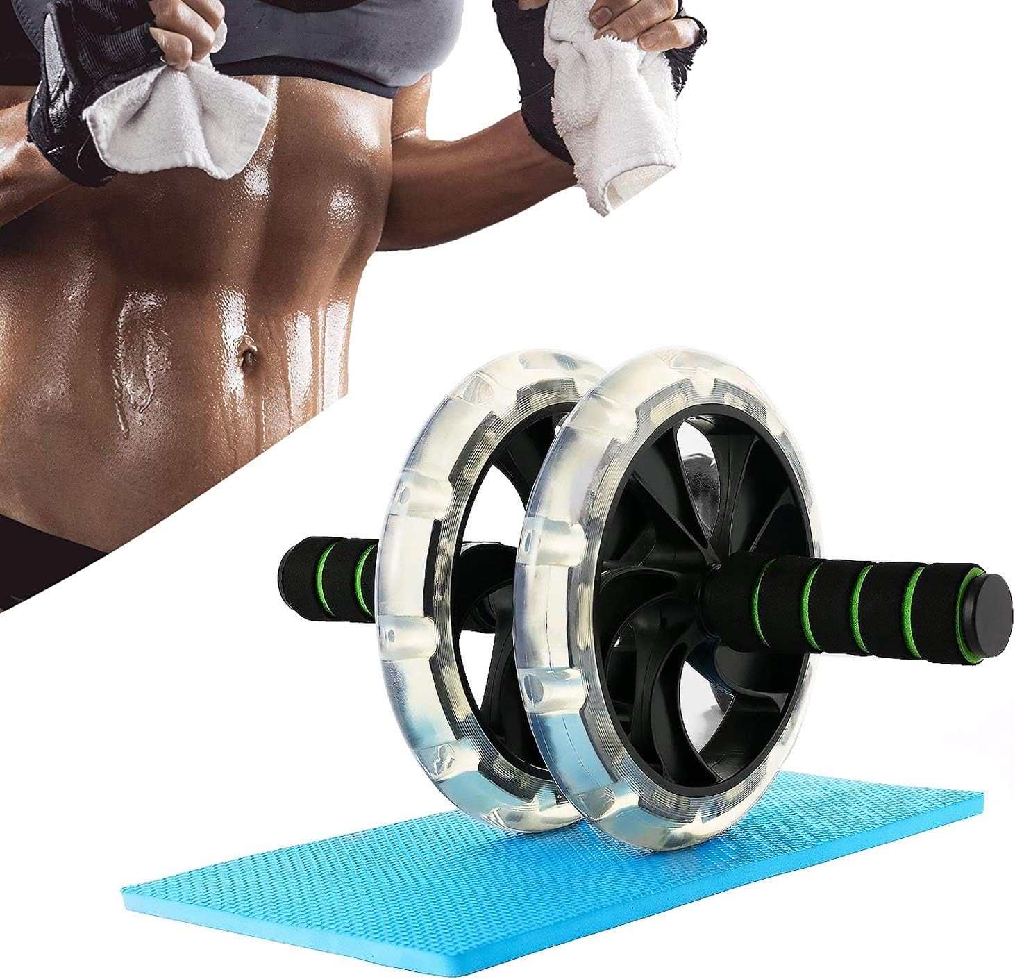 JuguHoovi Ab Wheel Roller for Abs Workout with Knee Mat, Ab Roller Wheel Workout Exercise Equipment for Men Women Core Workout Home Gym Abdominal Exercise Strength Training