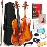 Kmise Teacher Approved 4/4 Full Size Violin Starter Kit for Adults Beginners Students, Tough Jujube Wood Acoustic Violins, Fiddle Bundle with Case, Bow, Rosin, Strings, Shoulder Rest &amp; Guide
