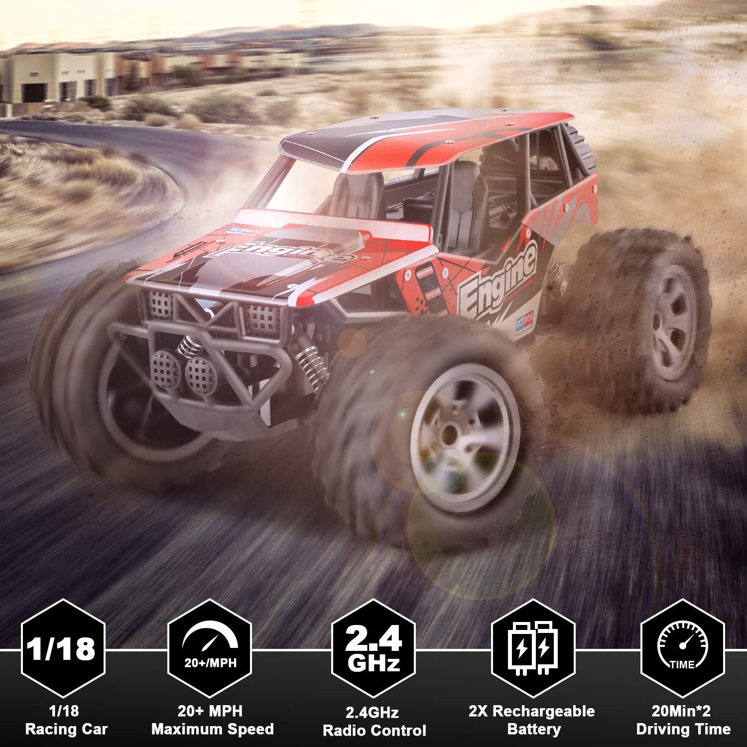 Remote Control Car, TREYWELL RC Cars Remote Control Truck, 2.4GHZ 1:18 Fast Racing Monster Car, Off Road Radio rc Cars for Boys with 4 Batteries for Kids Teens Adults Toys for 4,5,6,7,8,9,10 Years Old: Toys & Games