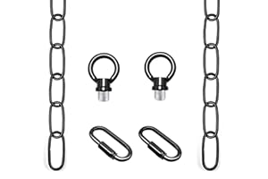 ECUDIS 6 Feet Pendant Light Fixture Chain, Lighting Hanging Chain Extension with Connection Locks, Lighting Chain Replacement for Chandelier, Plants, Fruit Basket (Black)