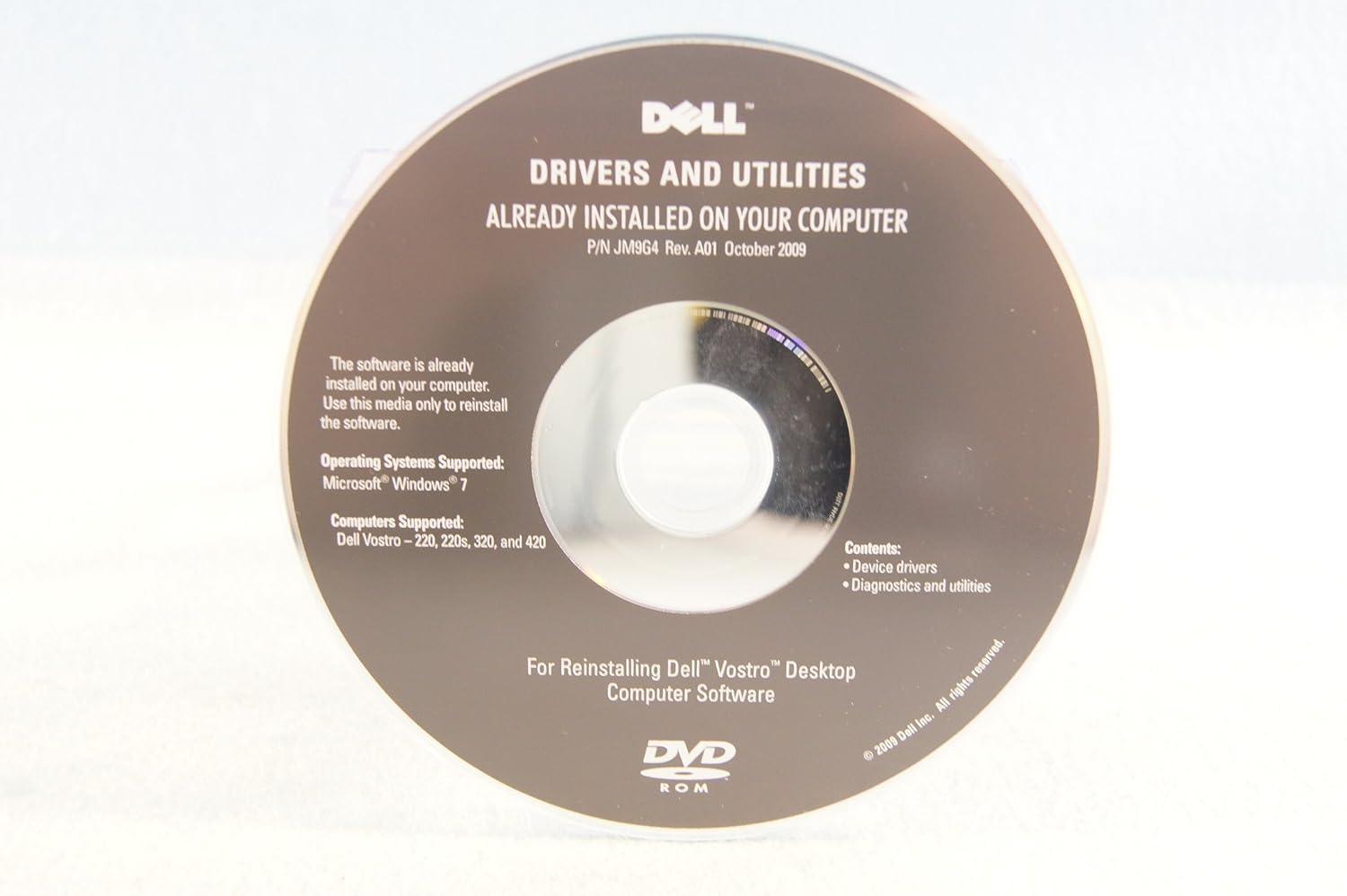 Amazon Com Dell Drivers And Utilities Reinstalling Dell Vostro 2 2s 3 4 Pc Computer Software Program Install Disc Part Number Jm9g4 Rev A01 October 09 Software