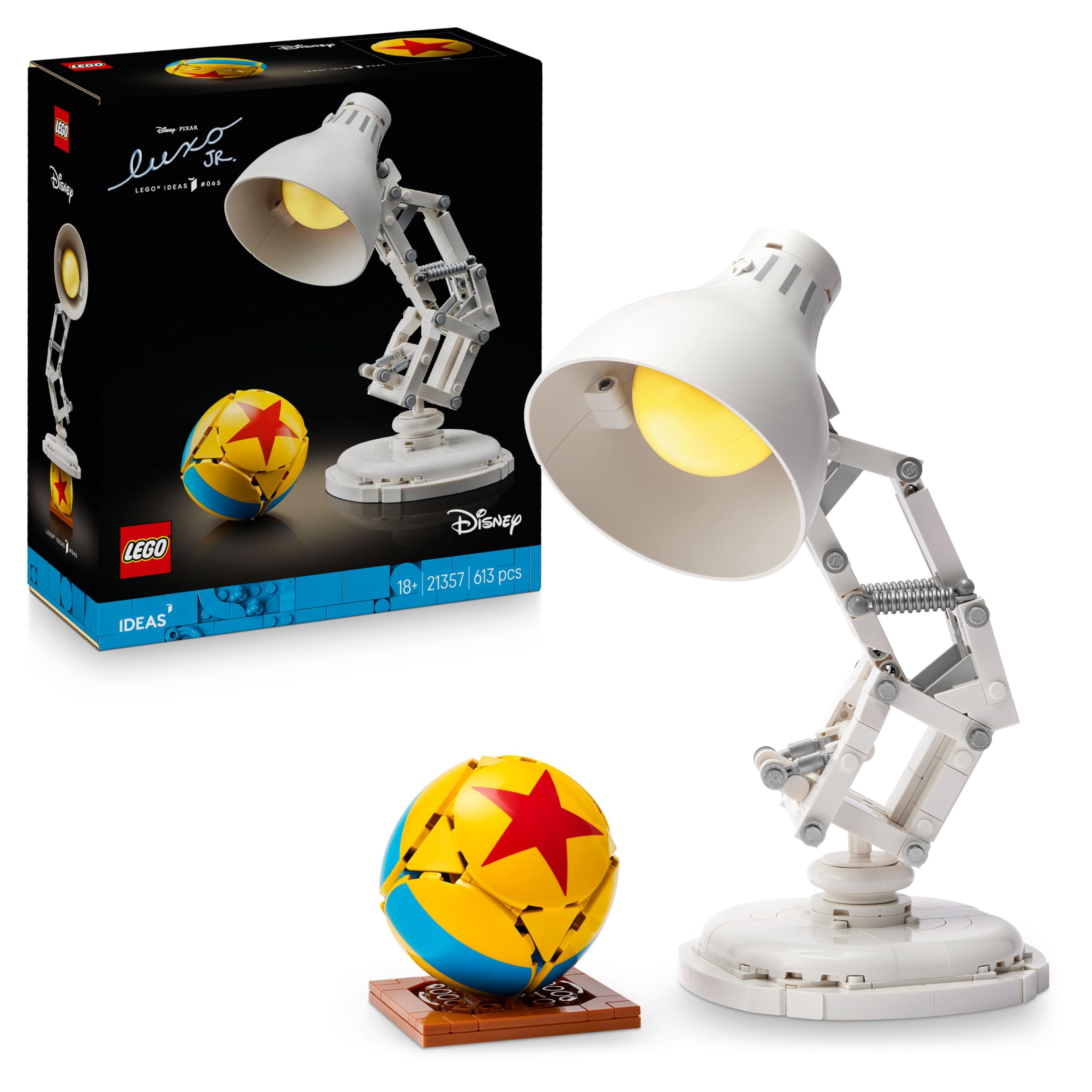 LEGO Ideas | Disney Pixar Luxo Jr. - Idea Regalo Festa del Papà - Set con Lampada da Costruire per Adulti - Gadget Cinematografico con Riferimenti ai Film - Decorazione per Casa da Collezione - 21357