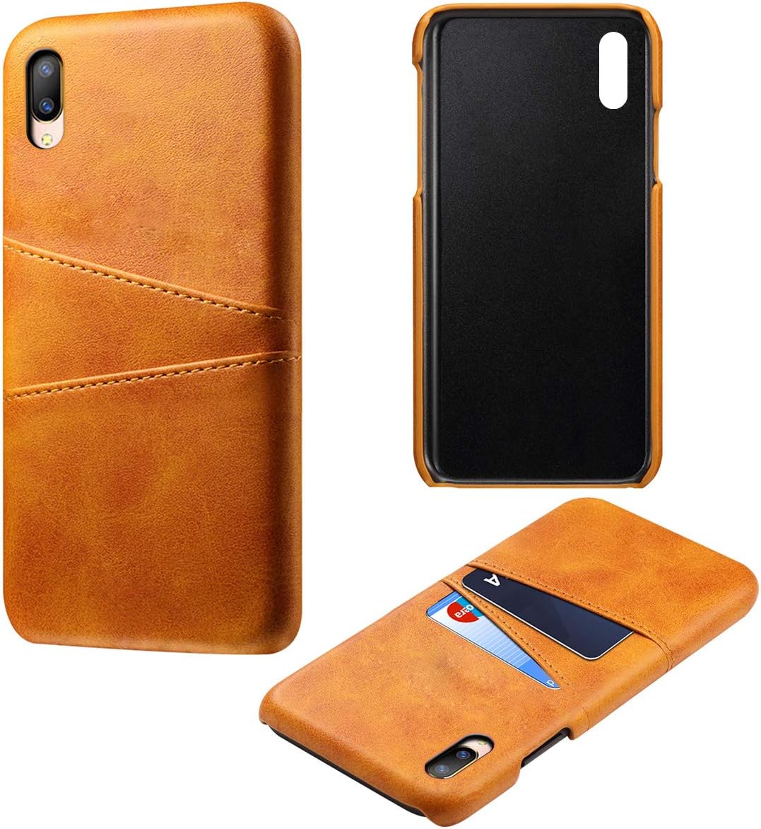 winxsam Slim Wallet Back Case for Vivo V11 Pro,Case with Credit Card Holder Slot, Ultra Slim Fit Leather Shockproof Case,Impact Resistant, Hybrid Protective Shell - Orange