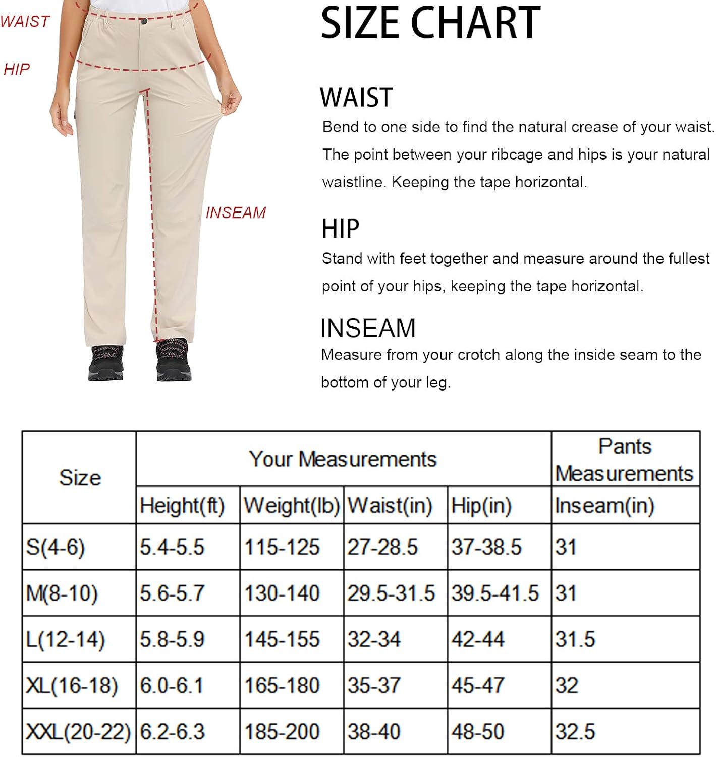 Libin Women's Hiking Pants Lightweight Quick Dry Convertible Roll Up Outdoor Capri Pants, UPF 50, Stretch, Water Resistant: Clothing