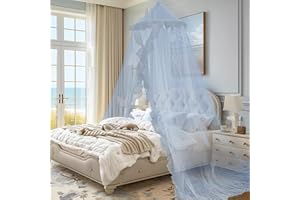 Daksha Princess Bed Canopy for Girls Room, Top and Door Trim with Lace Edges, Bed Canopy with Ruffles Fits Single, Twin, Full, and Queen Beds, Bedroom Decoration (Gray)