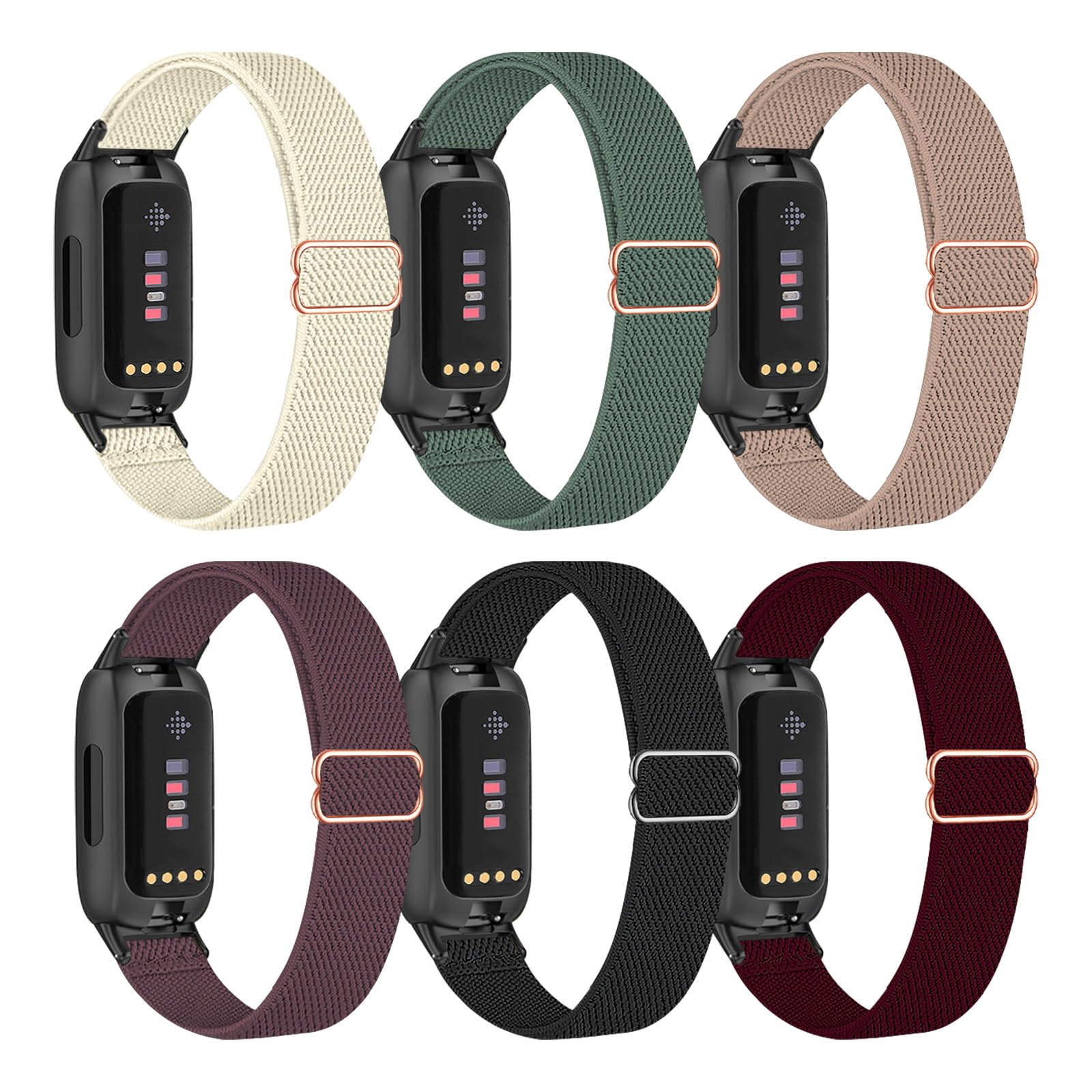 Zspoly 6 Stück Kompatibel Mit Fitbit Inspire 3 Armband für Damen Herren - Weich Atmungsaktiv Sport Ersatzband, Einstellbar Elastisch