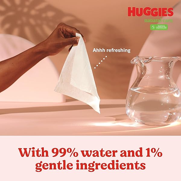 BABY WIPES, HUGGIES NATURAL CARE SENSITIVE BABY DIAPER WIPES, UNSCENTED, HYPOALLERGENIC, 1 FLIP-TOP PACKS (56 WIPES TOTAL)