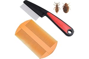 2 Pcs Flea Comb Groomer's Flea Comb for Dogs and Cats Fine Toothed Flea Comb to Remove Fleas & Flea Eggs Gentle Pet Comb for 
