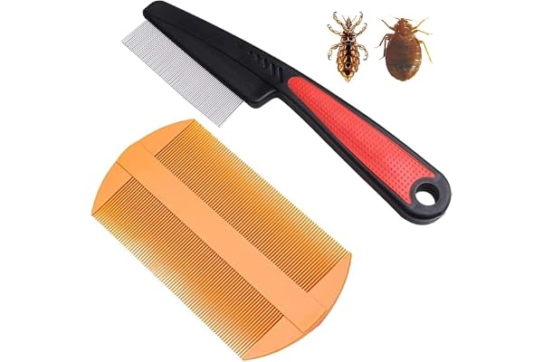 2 Pcs Flea Comb Groomer's Flea Comb for Dogs and Cats Fine Toothed Flea Comb to Remove Fleas & Flea Eggs Gentle Pet Comb for