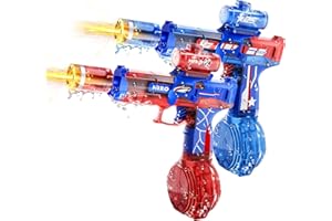 YOPOLL Electric Water Gun for Adults & Kids, Automatic Electric Squirt Gun with Long Range, Powerful LED Light Water Gun Pistol Blaster Soaker, Water Guns for Summer Outdoor Beach Swimming Pool(B+R)
