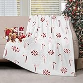 Christmas Throw Blanket Candy Cane Flannel Throw Blanket Super Soft Warm Bed Blanket Christmas Holiday Decor for Living Room Bedroom Sofa Couch 50x60 Inch