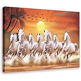 Wall Art horse pictures wall decor Seven Lucky Running Wild Horses horse wall poster 01 Canvas Poster Wall Art Decor Print Picture Paintings for Living Room Bedroom Decoration Frame-style
