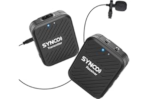 SYNCO G1(A1) Wireless Lavalier Microphone System, Noise Cancellation, 150m Transmission, Digital 2.4GHz, Auto-Pairing, 3.5mm Jack, Long Working Time