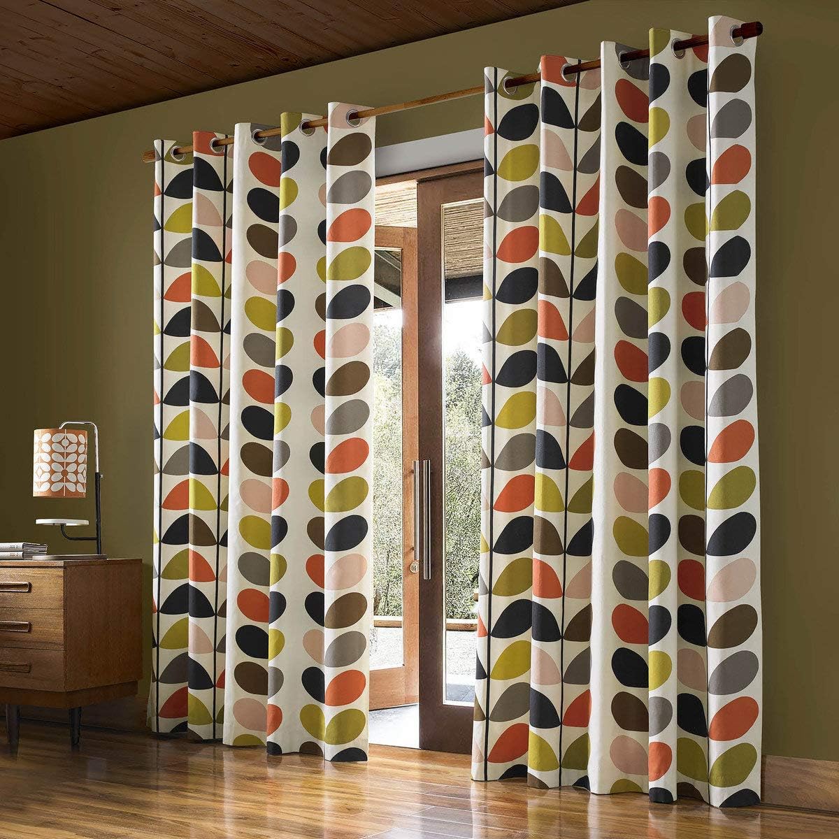 Orla Kiely - Multi Stem - Multi - Eyelet Curtains - 90x90"/229x229cm, Multicolor, W 90" x L 90" (2 Panels)