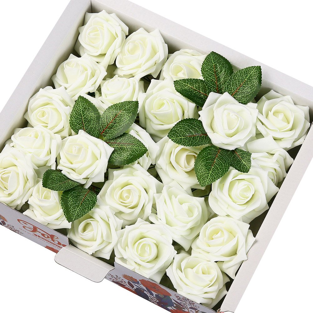 Febou Artificial Flowers, 50pcs Real Touch Artificial Foam