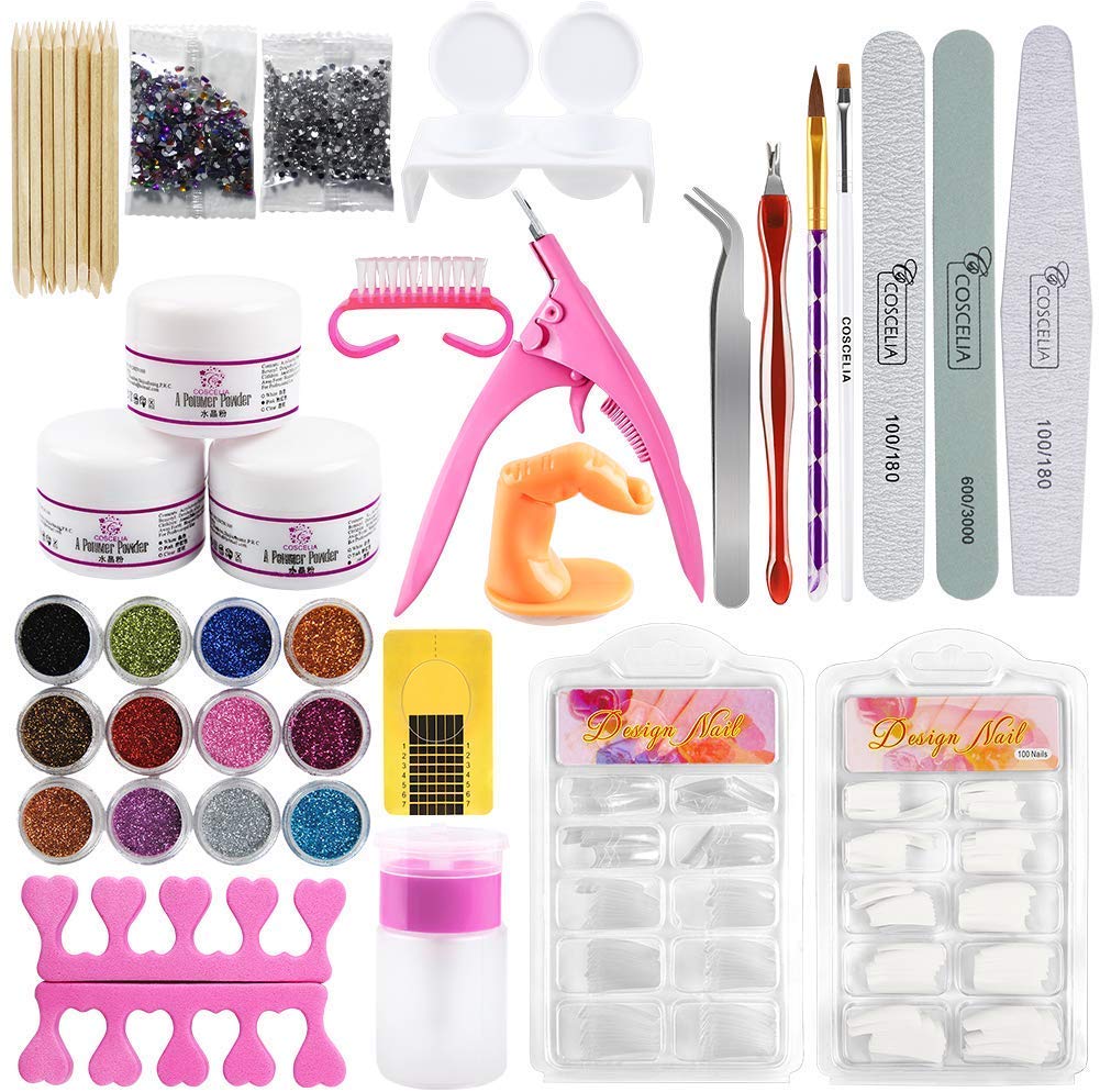 Scanstar Professional Nail Art Acrylic Powder Liquid Primer Tips Practice Tool Full Kit