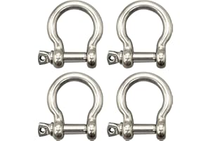 ACY Marine Stainless Shackles -Shackles Pack of 4-316 Stainless Steel Clips Marine Grade - Bow Shackles - Heavy Duty