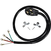 Certified Appliance Accessories 40-Amp Appliance Power Cord, 4 Prong Range Cord, 4 Wires with Eyelet Connectors, 6 Feet, Copper Wire