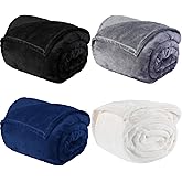 Peryiter 4 Pcs Fleece Throw Blanket Bulk Sofa Blanket Fuzzy Plush Warm Soft and Breathable Lightweight Throw Blankets for Couch for Living Room Bed Travel Couch Sofa(Multi Color,50'' X 70'')