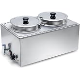 SYBO Commercial Food Warmer, Stainless Steel Bain Marie Steam Table | Easy to Clean, For Buffet Catering and Restaurants, ETL, CE ROHS Certified, 2 Round Pots with Tap