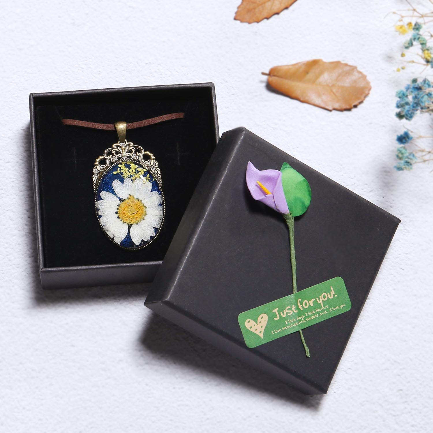 ElfElfElf ELF1441 Handmade Women\'s & Girls\' Necklace with Real Dry Flower White 5