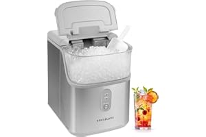 Frigidaire Countertop Crunchy Chewable Nugget Ice Maker, Compact, 33lbs per Day, Metallic Finish