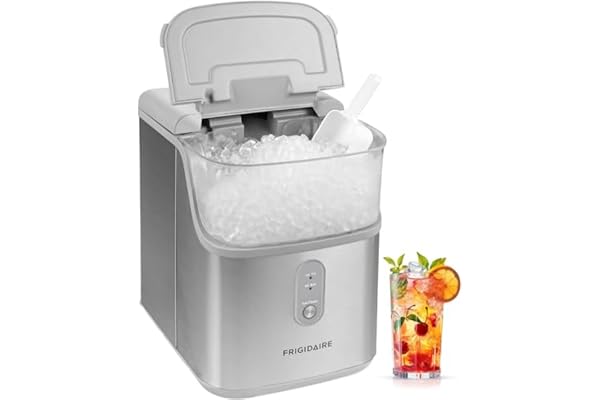Frigidaire Countertop Crunchy Chewable Nugget Ice Maker, Compact, 33lbs per Day, Metallic Finish