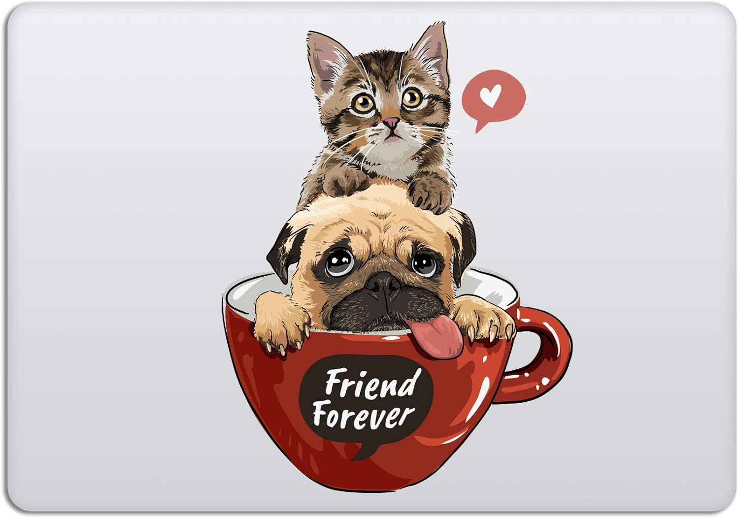 Laptop Stickers MacBook Decal - Removable Waterproof Transparent Vinyl - Cat & Dog Best Friends Love Animal Decal Skin for Apple MacBook Air Pro 13 15 inch Mac Retina - Decorative Sticker by Artsybb