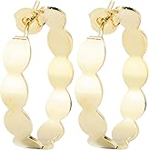 1 Inch Modern Wavy Scallop Edge Half Hoop Earrings, 18k Yellow Gold Filled