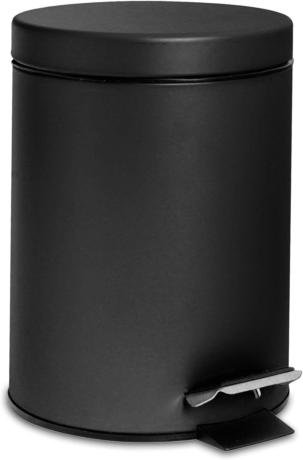 Harbour Housewares 3L Matte Black Round Stainless Steel Pedal Bin