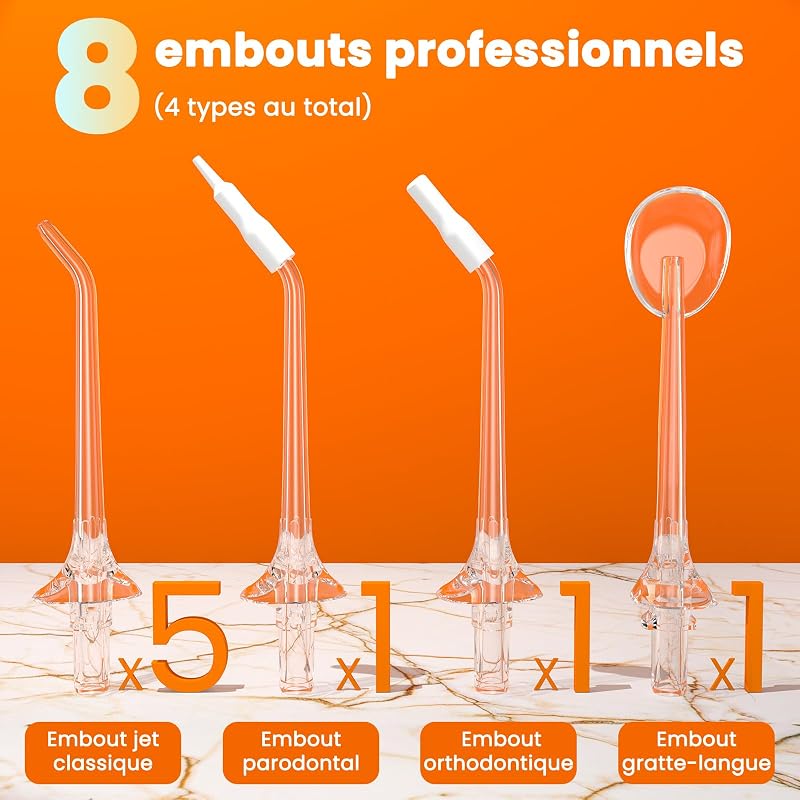 Jet Dentaire Hydropulseur Professionnel - 4 Modes de Nettoyage, Réservoir 320ML Grande Capacité