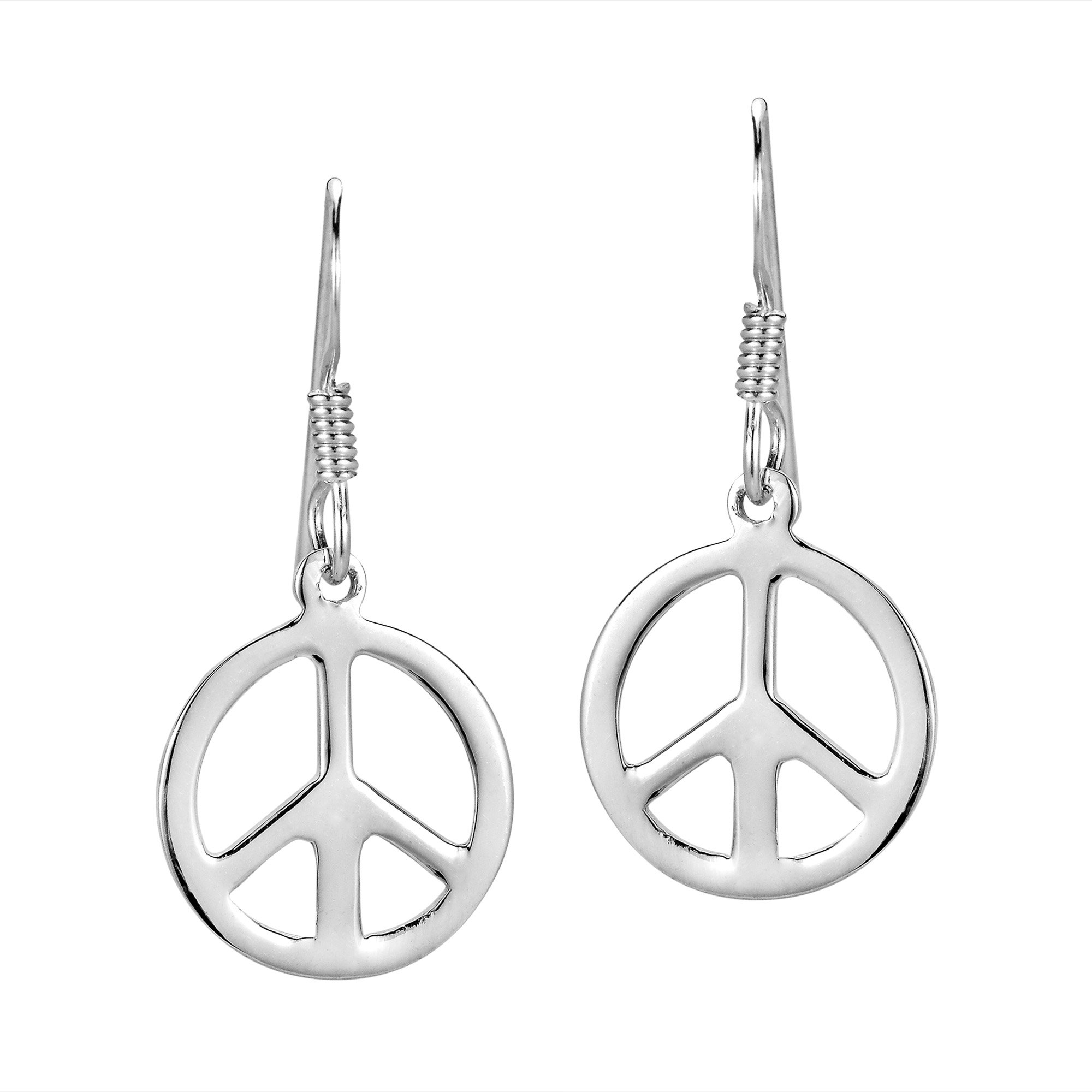 Charming and Vintage 13 mm Peace Symbol .925 Sterling Silver Dangle Earrings | Earrings for Women | Sterling Silver Earrings | Dangle Earrings For Women