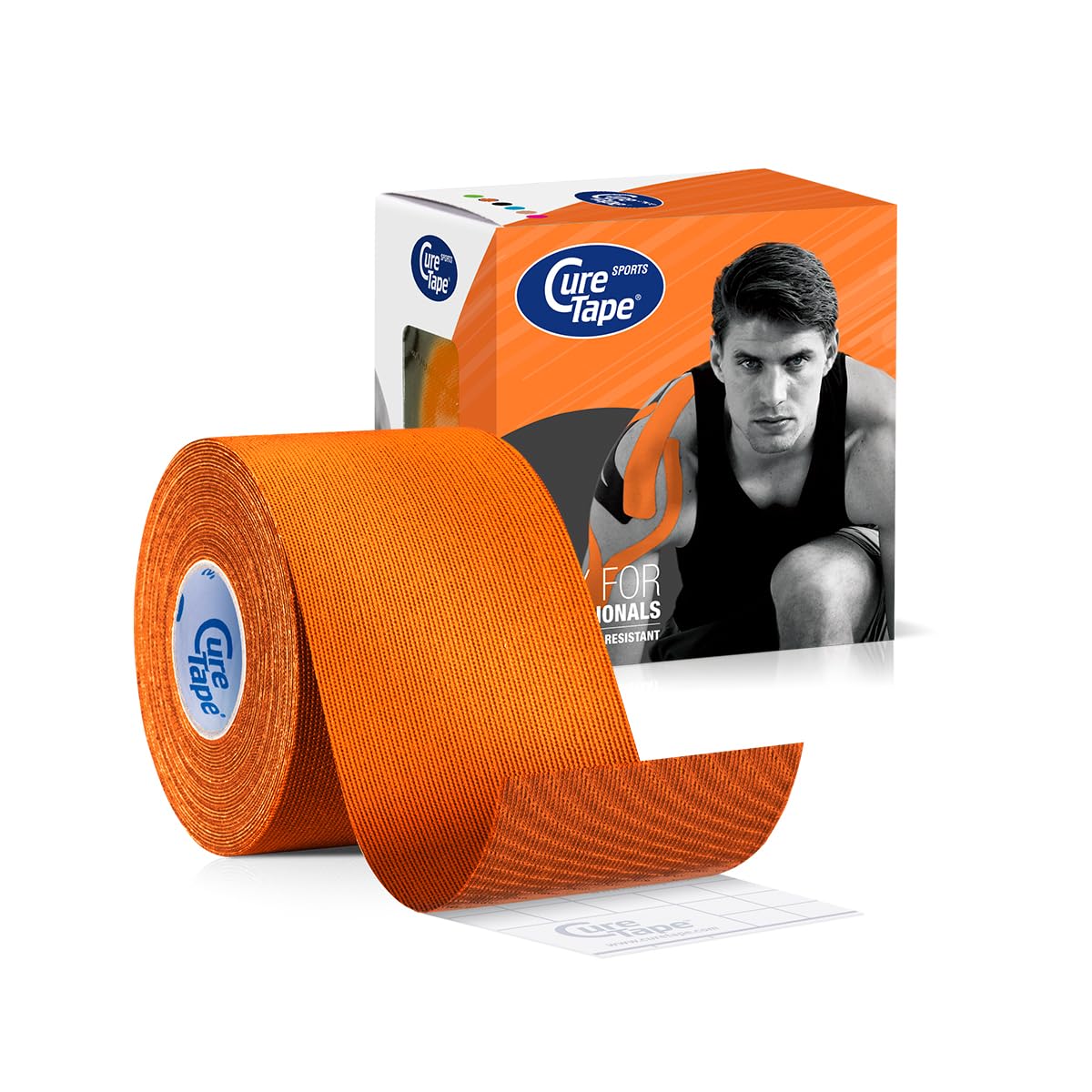 CureTape® Sports Extra Sticky Kinesiology Tape | 30% Stronger Adhesion | Waterproof K Tape | Quick Dry Viscose | Uncut Physio & Sports Injury Muscle Tape for Shoulder, Knee, Ankle | Orange