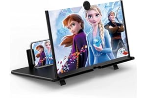 KERFULTY 16" Screen Magnifier for Cell Phone – 3D HD Magnifing Screen Enlarger Projector for Movies Videos and Gaming – Foldable Phone Stand Holder with Screen Amplifier–Supports All Smartphones (Black-16inch)