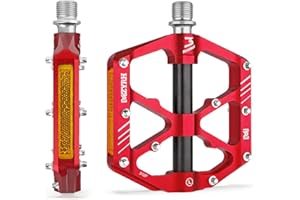 MZYRH 3 Bearings Mountain Bike Platform Pedals - Flat Alloy 9/16" Non-Slip Bicycle Pedals