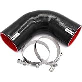 TuoLauthon 90 Degree Elbow ID 3.5 inch (89mm) Silicone Coupler Hose 4-Ply | Wall Thickness 5mm, Leg Length 4inch, Includes 2 T-Bolt Clamps, Intercooler Coolant Pipe, Air Intake Intercooler, Turbo Tube
