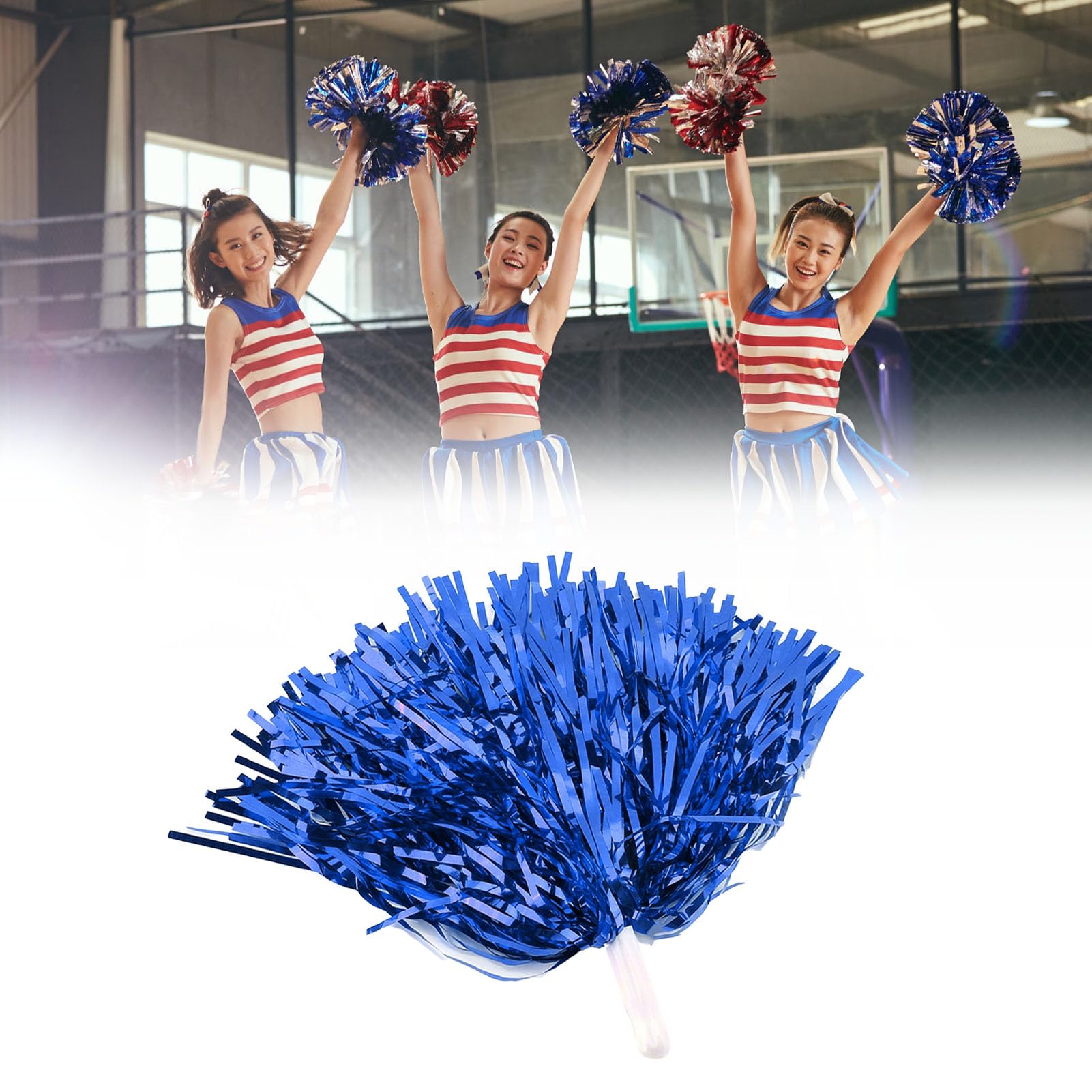 Hominas 7 Colors 6pcs Cheerleading Pom Poms Party Dance Pompoms Accessory Sports Pompoms Cheer (Blue)
