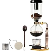 WANLWH Siphon Coffee Maker 5-Cup Japanese Artisan Glass Vacuum Coffee Maker | Heat-resistant borosilicate glass body stand cool-grip handle immersion vacuum brew cloth filter easy clean stove beginners